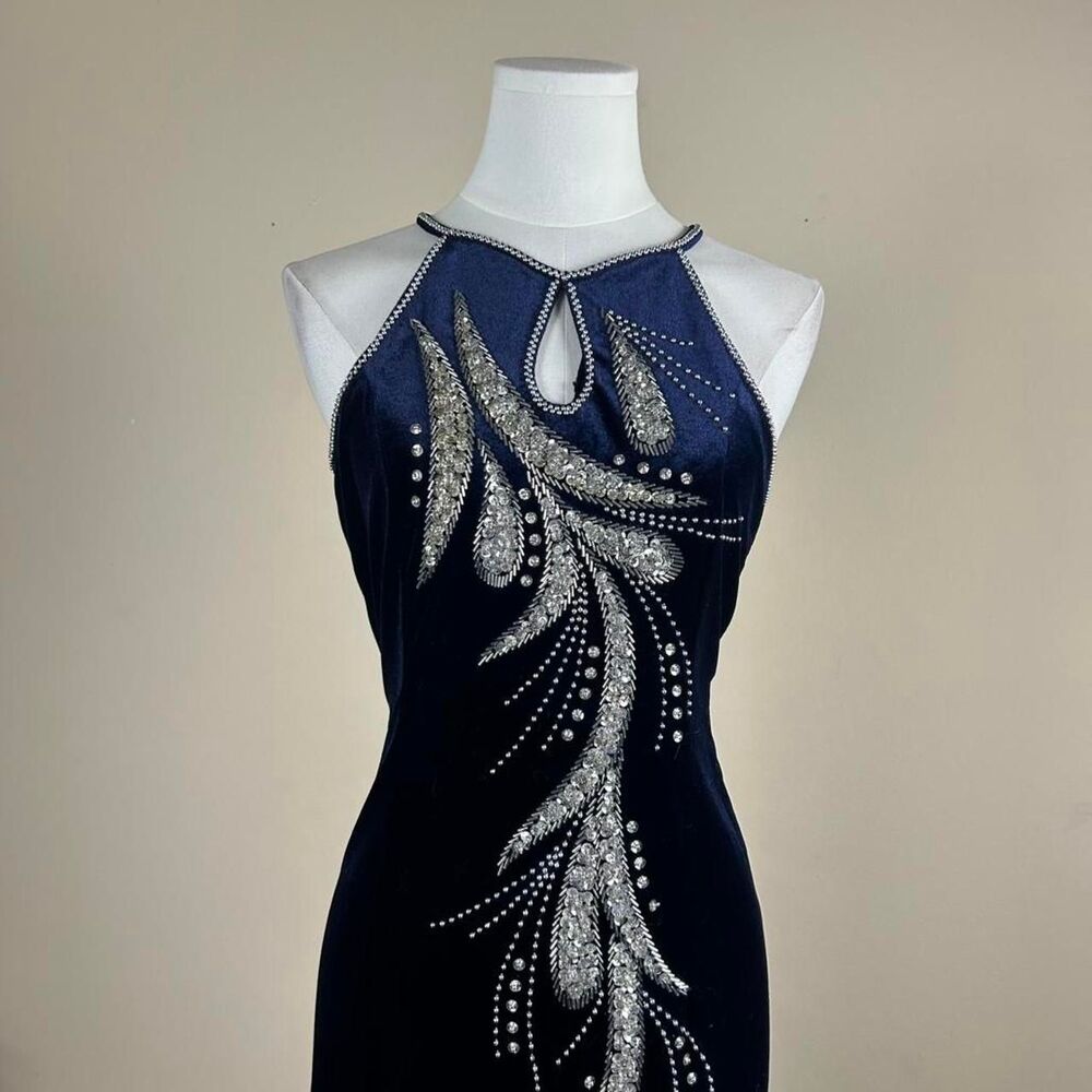 Amore Navy Velvet Rhinestone Whimsigoth Dress